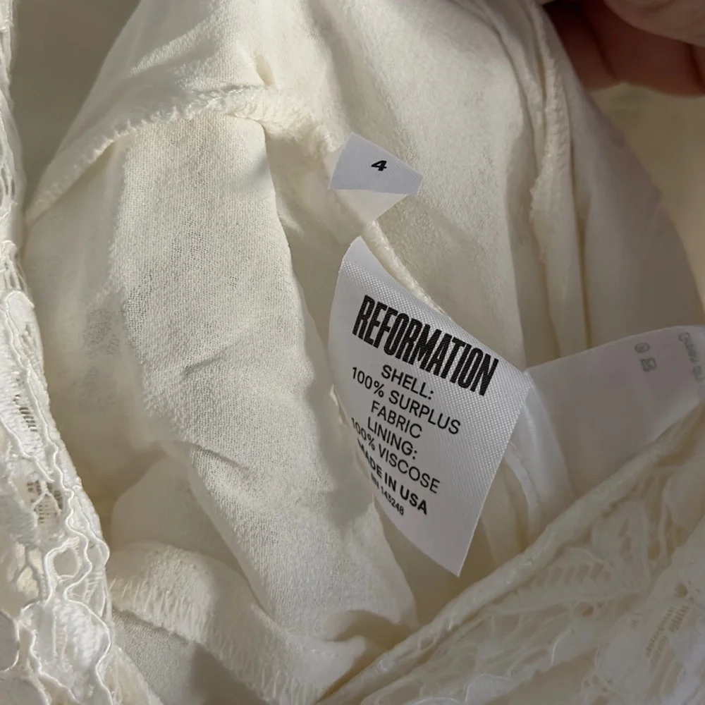 Reformation Hestia Lace Dress in Ivory Size 4 - Picture 9 of 10